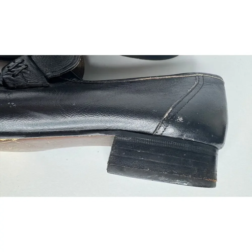 1990s Donato Marrone Black Leather Penny Loafers Brazil Men’s 10.5 M